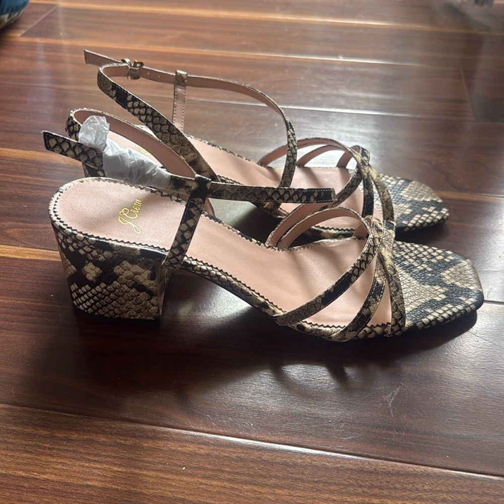 J. CREW Snake Skin Chunky Sandals Heels, Size 9.5